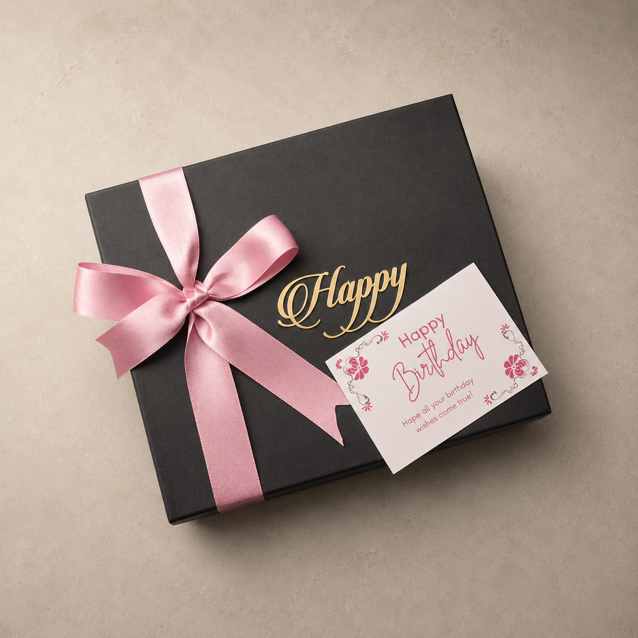 Birthday gift hamper for her with personalized gifts, scrunchies, body mist, cookies, photos and premium gift box.