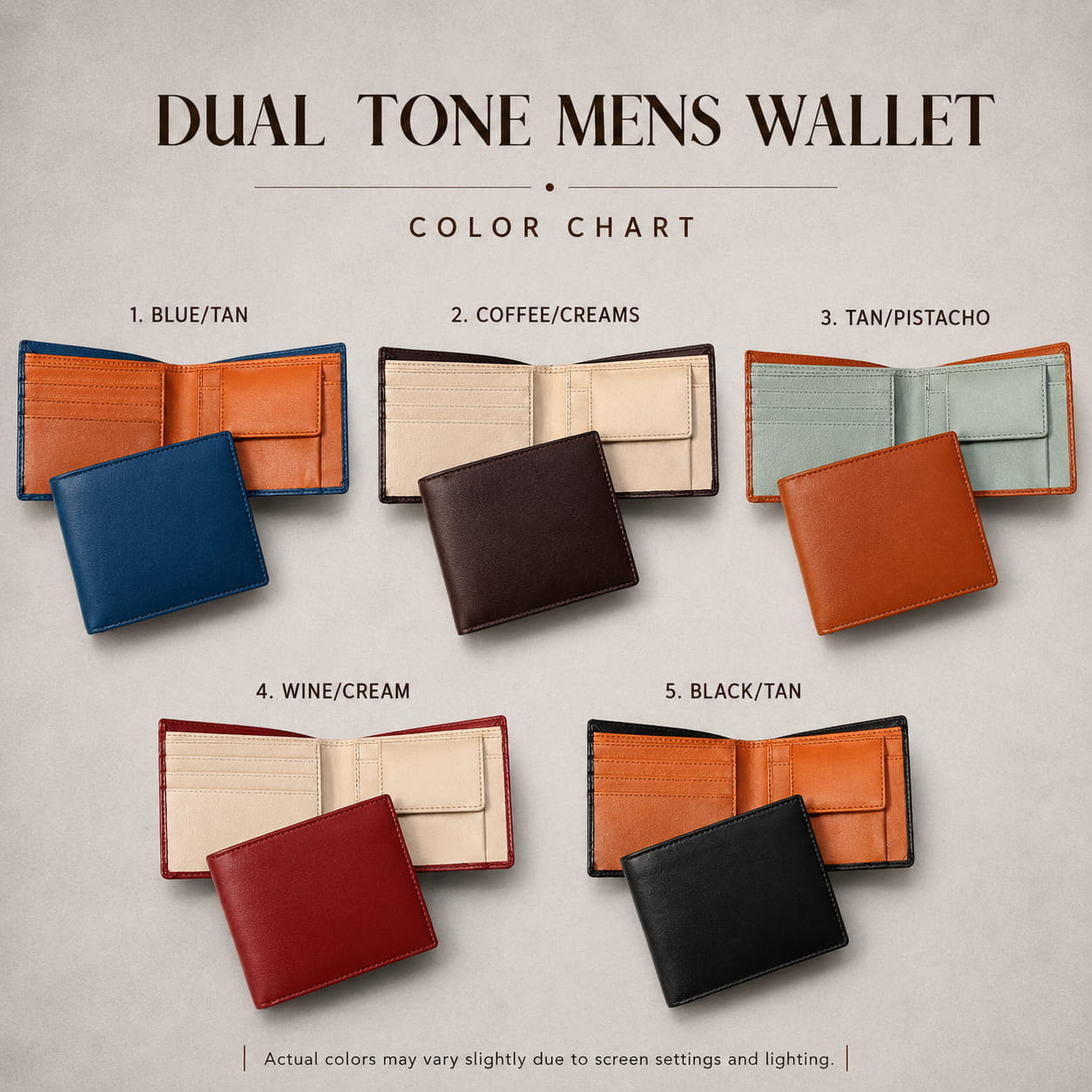 Personalized Dual Tone Men's Wallet with Name & Charm