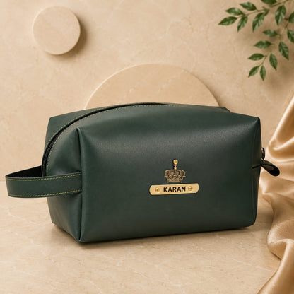 Personalized Travel Toiletry Pouch with Custom Name & Charm